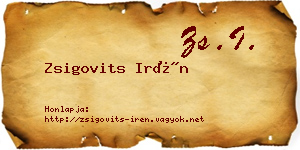 Zsigovits Irén névjegykártya